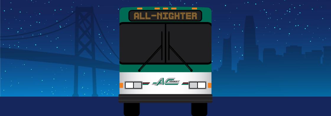 Illustration of all nighter bus