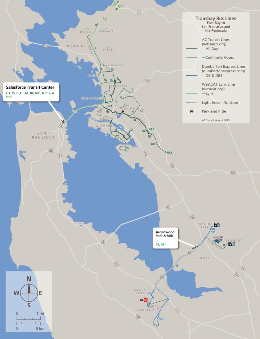 AC Transit transbay map