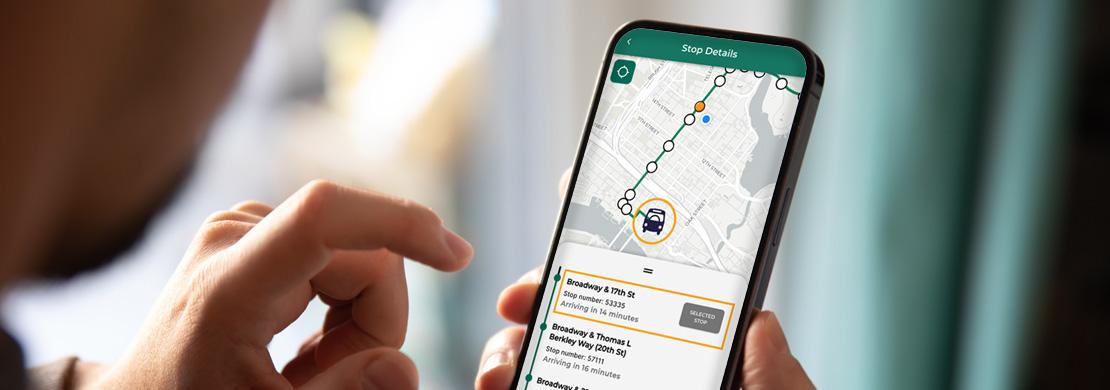 Banner image of user on the AC Transit mobile app
